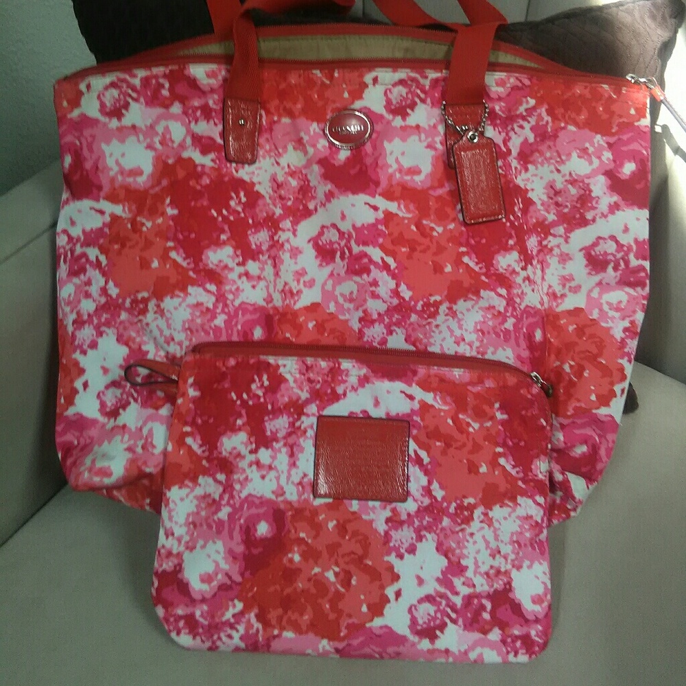 Coach Tote With Matching Cosmetic Bag